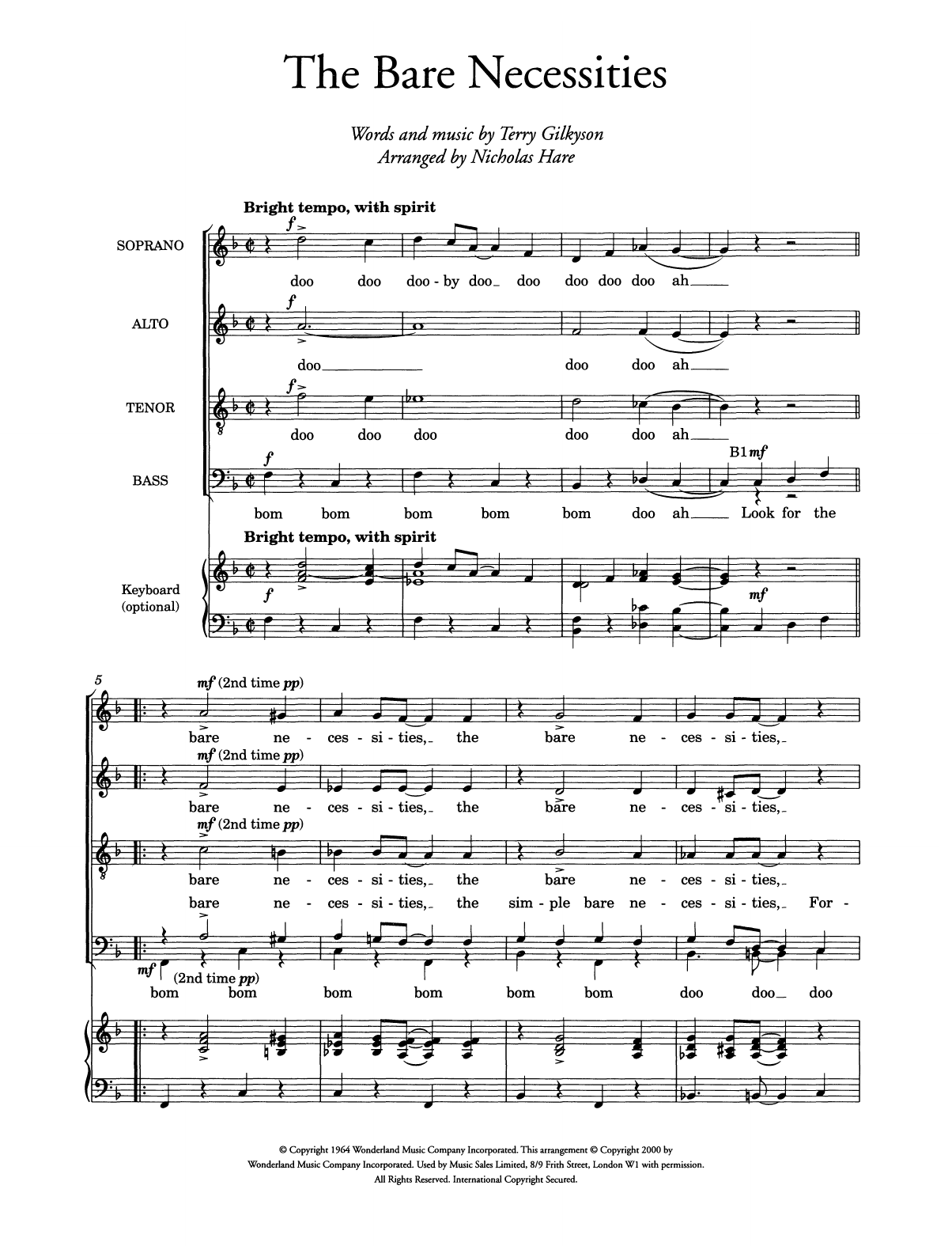 Terry Gilkyson The Bare Necessities (from Disney's The Jungle Book) (arr. Nicholas Hare) Sheet Music