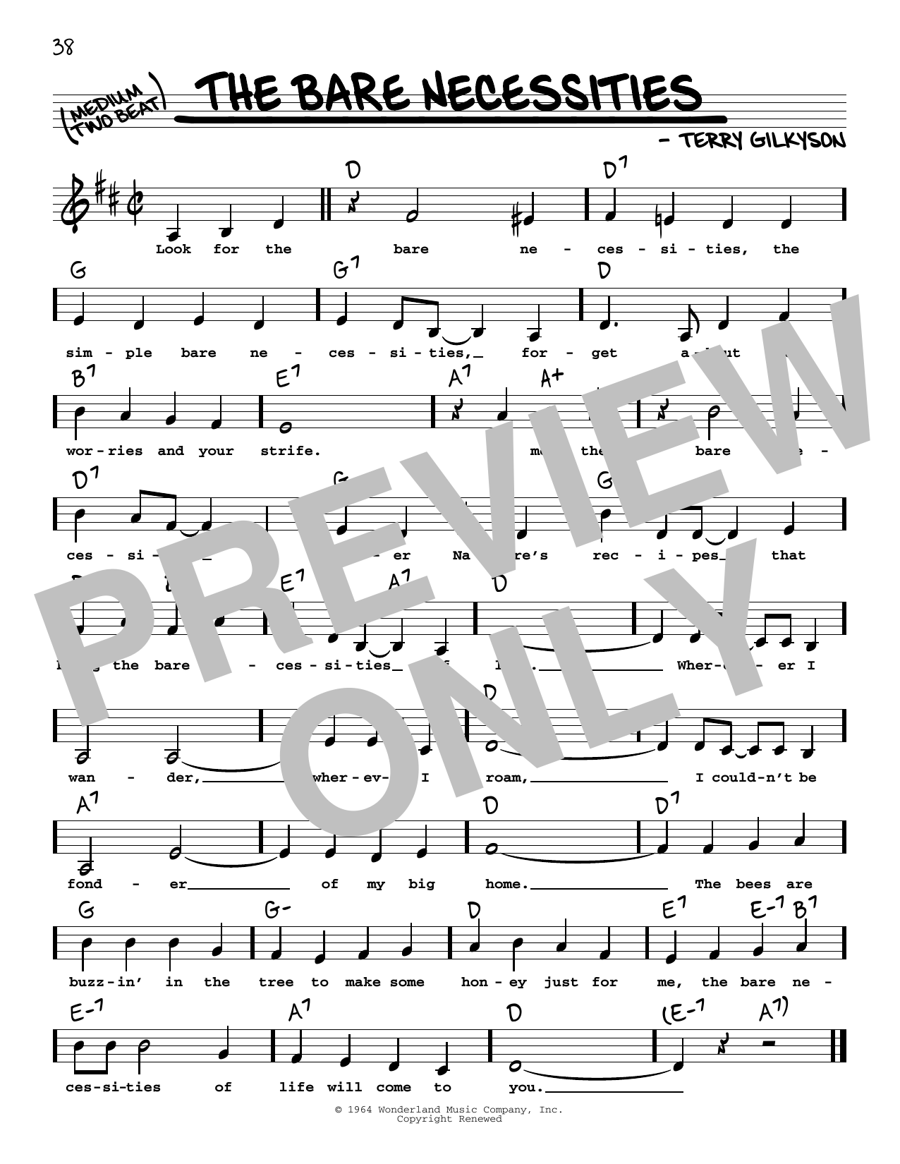 Terry Gilkyson The Bare Necessities (Low Voice) (from The Jungle Book) Sheet Music