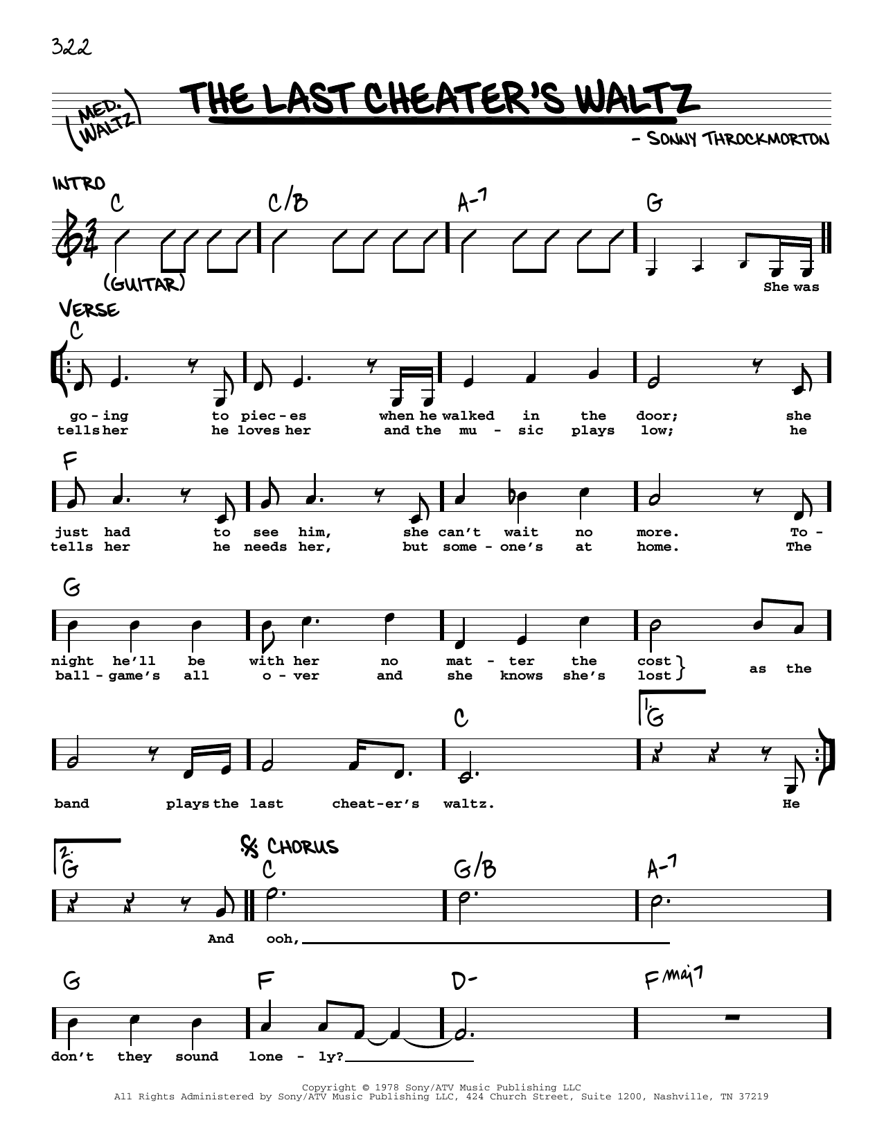 T.G. Sheppard The Last Cheater's Waltz Sheet Music