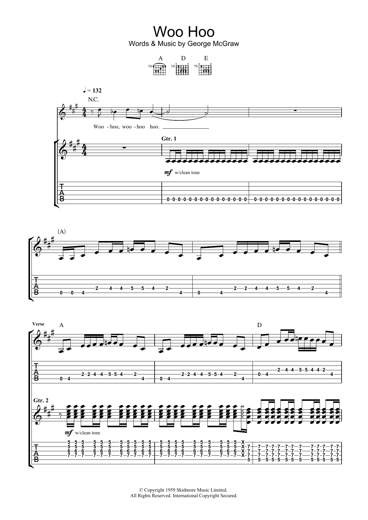 The 5.6.7.8's Woo Hoo Sheet Music
