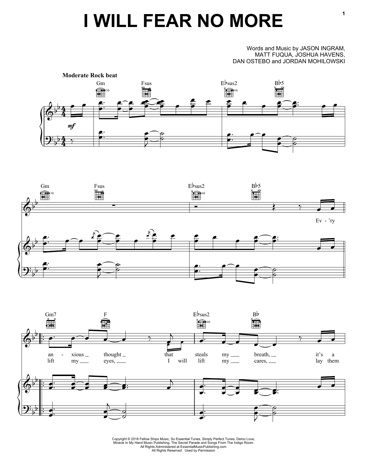 The Afters I Will Fear No More Sheet Music