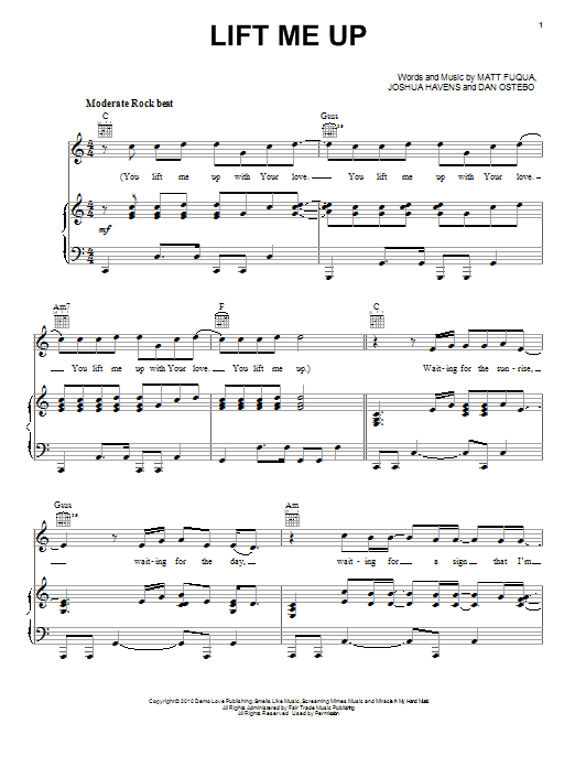 The Afters Lift Me Up Sheet Music