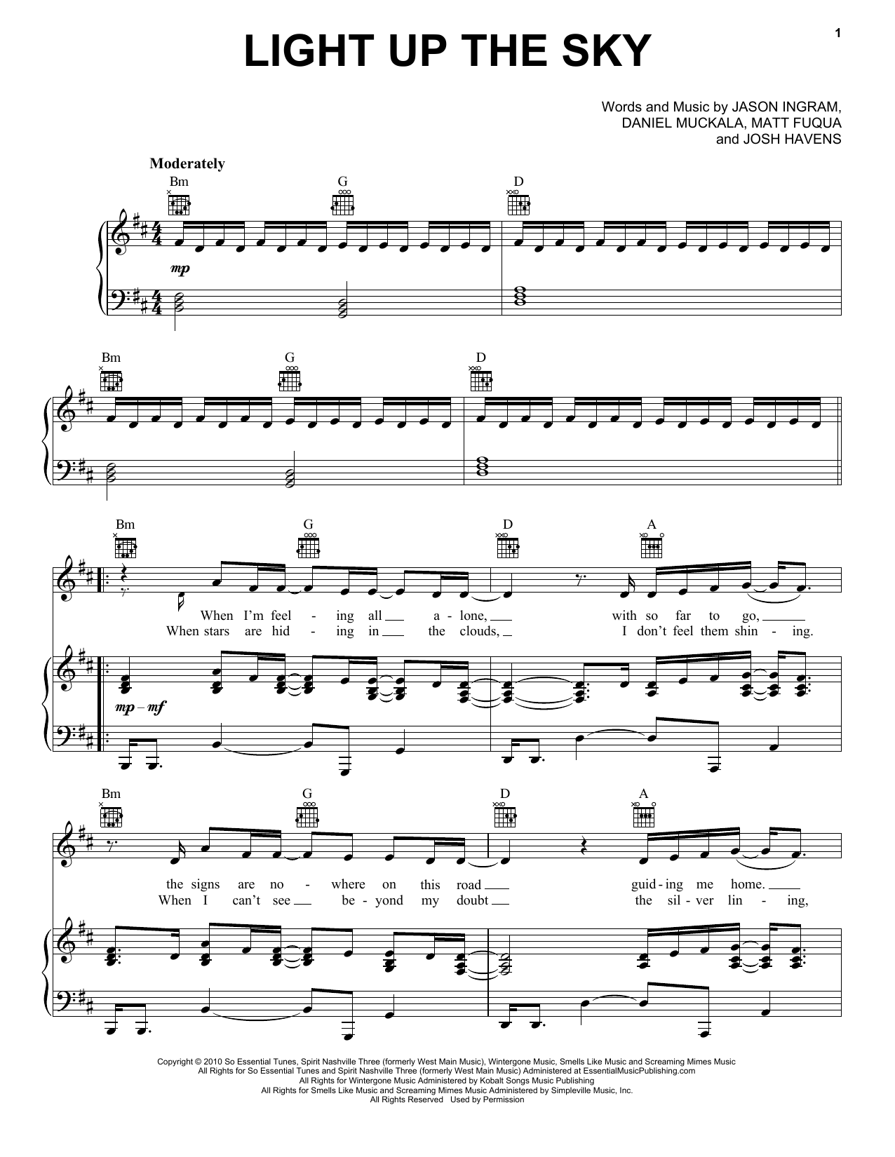 The Afters Light Up The Sky Sheet Music