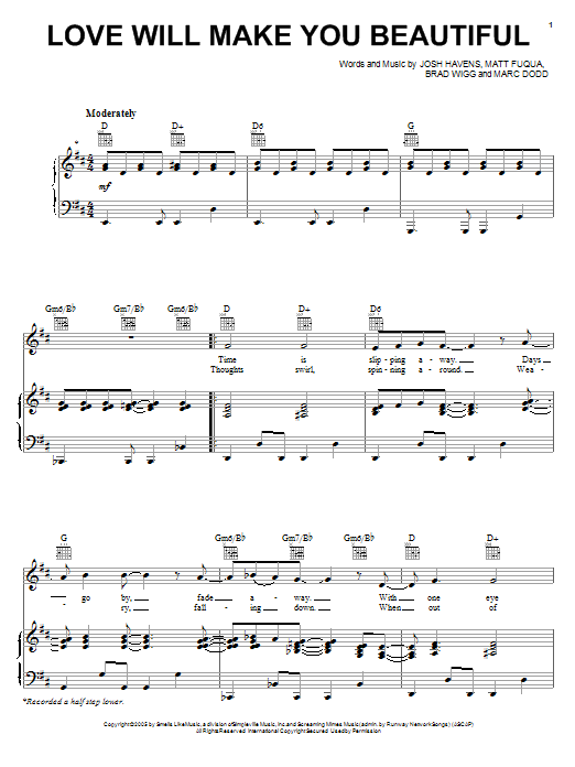 The Afters Love Will Make You Beautiful Sheet Music