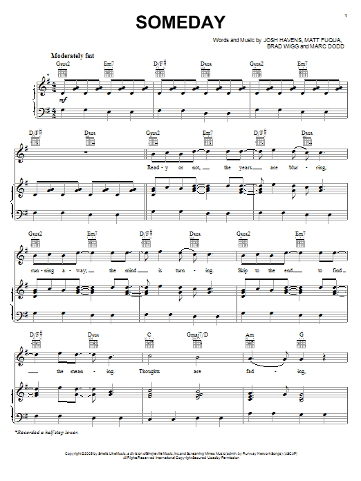 The Afters Someday Sheet Music
