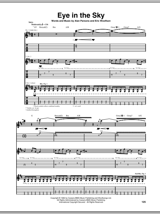 Alan Parsons Project Eye In The Sky Sheet Music