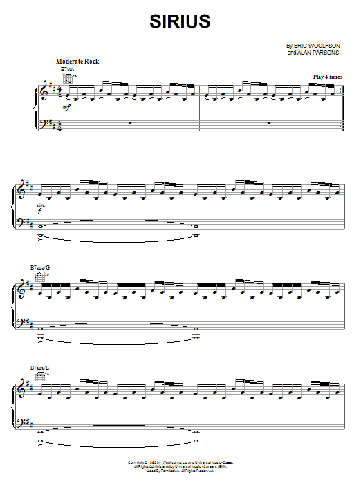 Alan Parsons Project Sirius Sheet Music