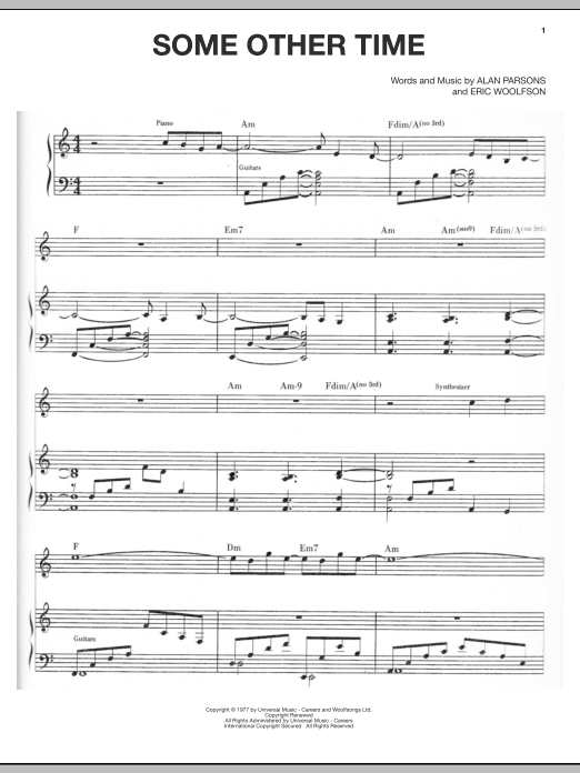 Alan Parsons Project Some Other Time Sheet Music
