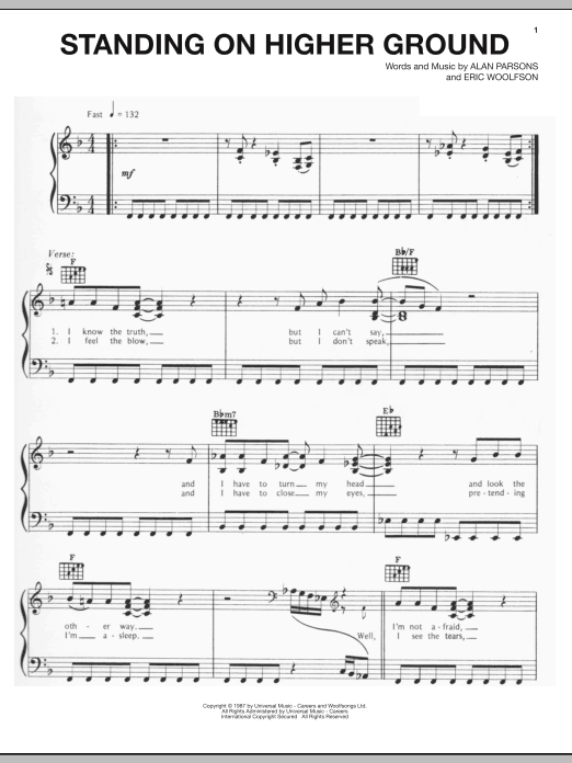 Alan Parsons Project Standing On Higher Ground Sheet Music