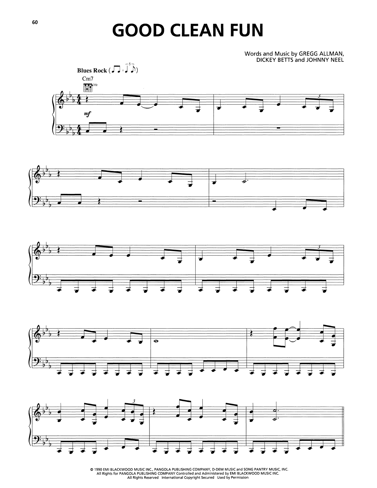 The Allman Brothers Band Good Clean Fun Sheet Music