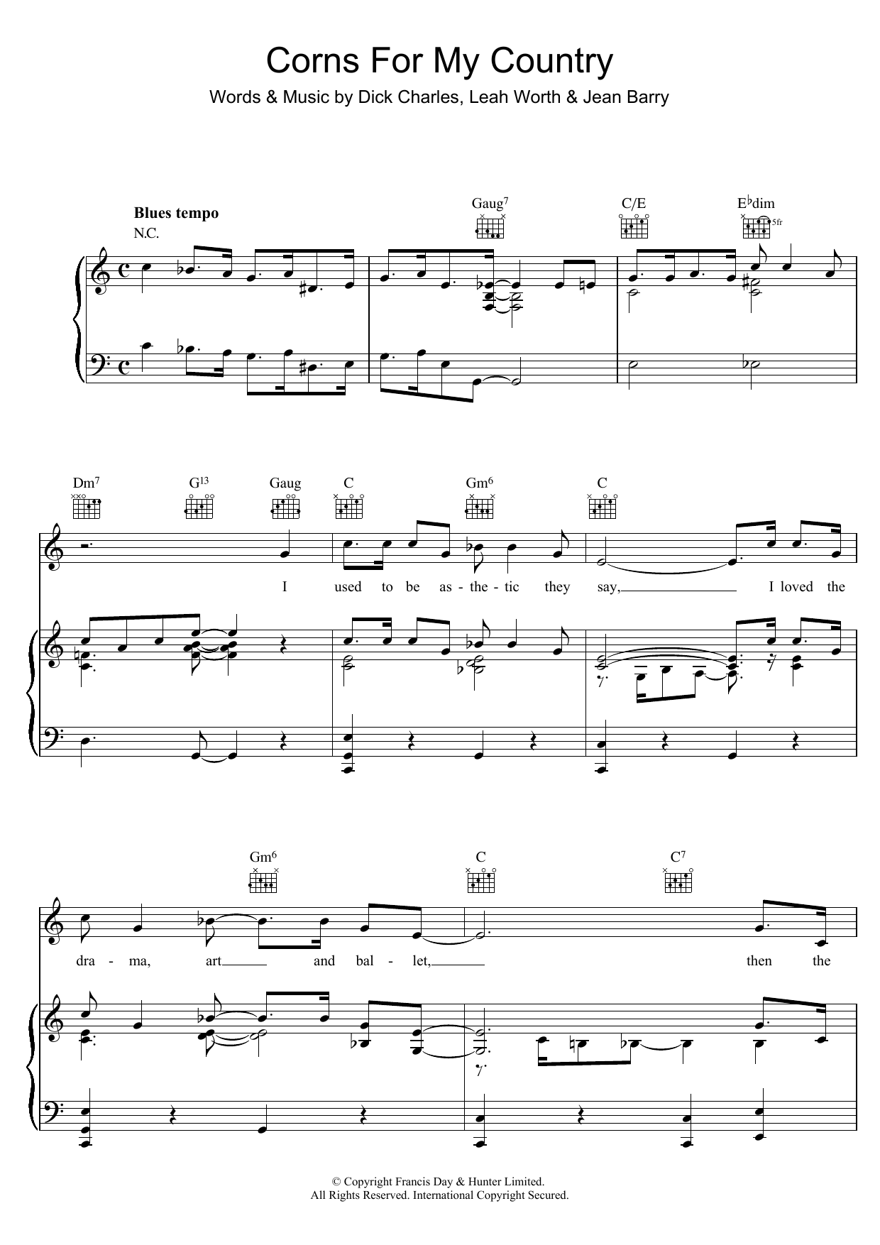 The Andrews Sisters Corns For My Country Sheet Music