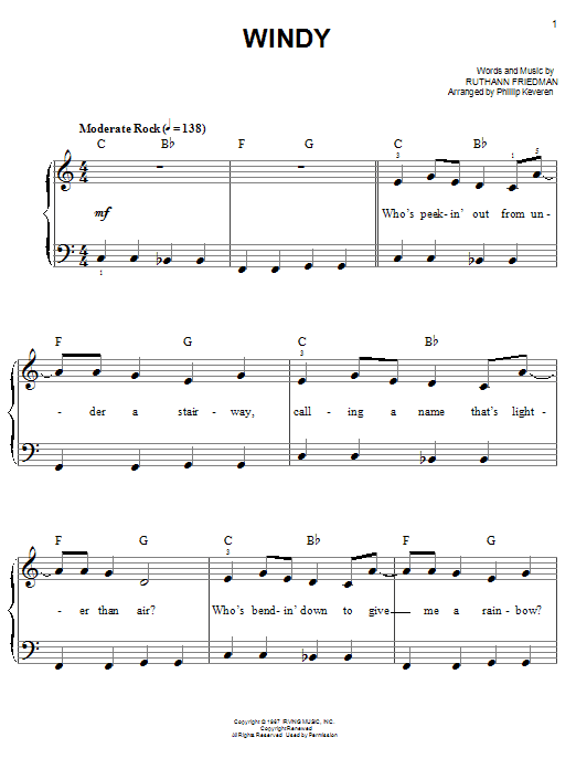 The Association Windy (arr. Phillip Keveren) Sheet Music