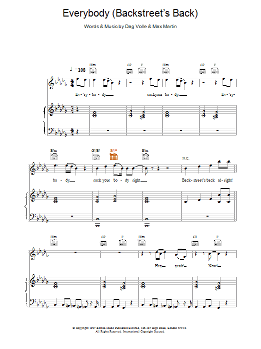 Backstreet Boys Everybody (Backstreet's Back) Sheet Music