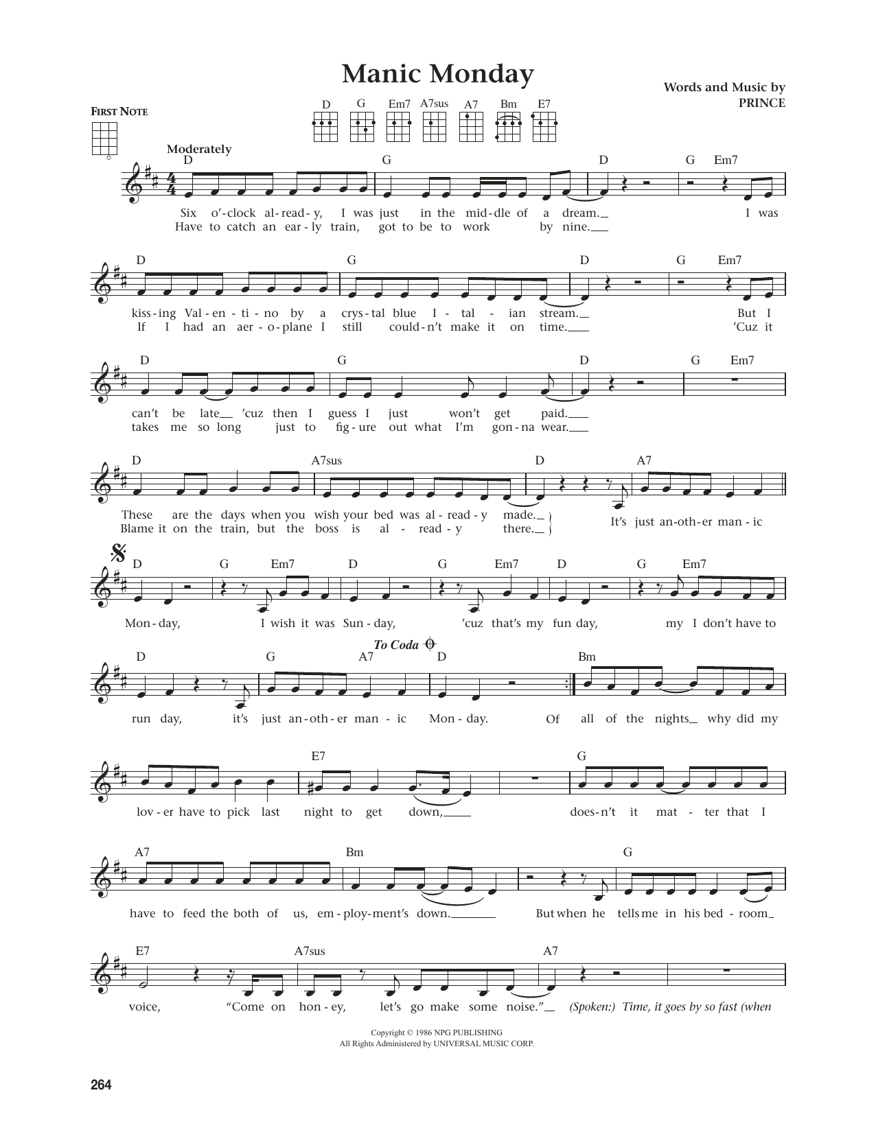 Bangles Manic Monday (from The Daily Ukulele) (arr. Jim Beloff) Sheet Music