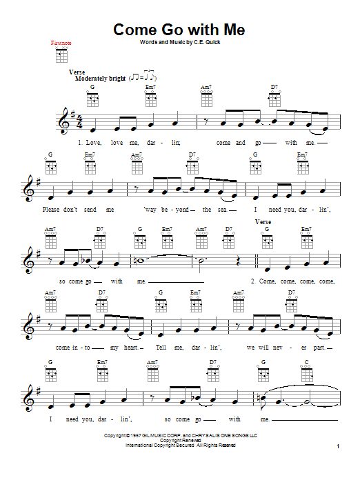 The Beach Boys Come Go With Me Sheet Music