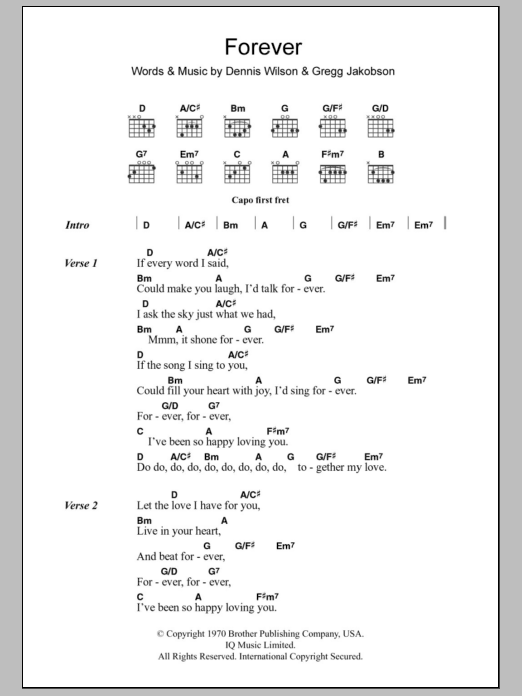 The Beach Boys Forever Sheet Music