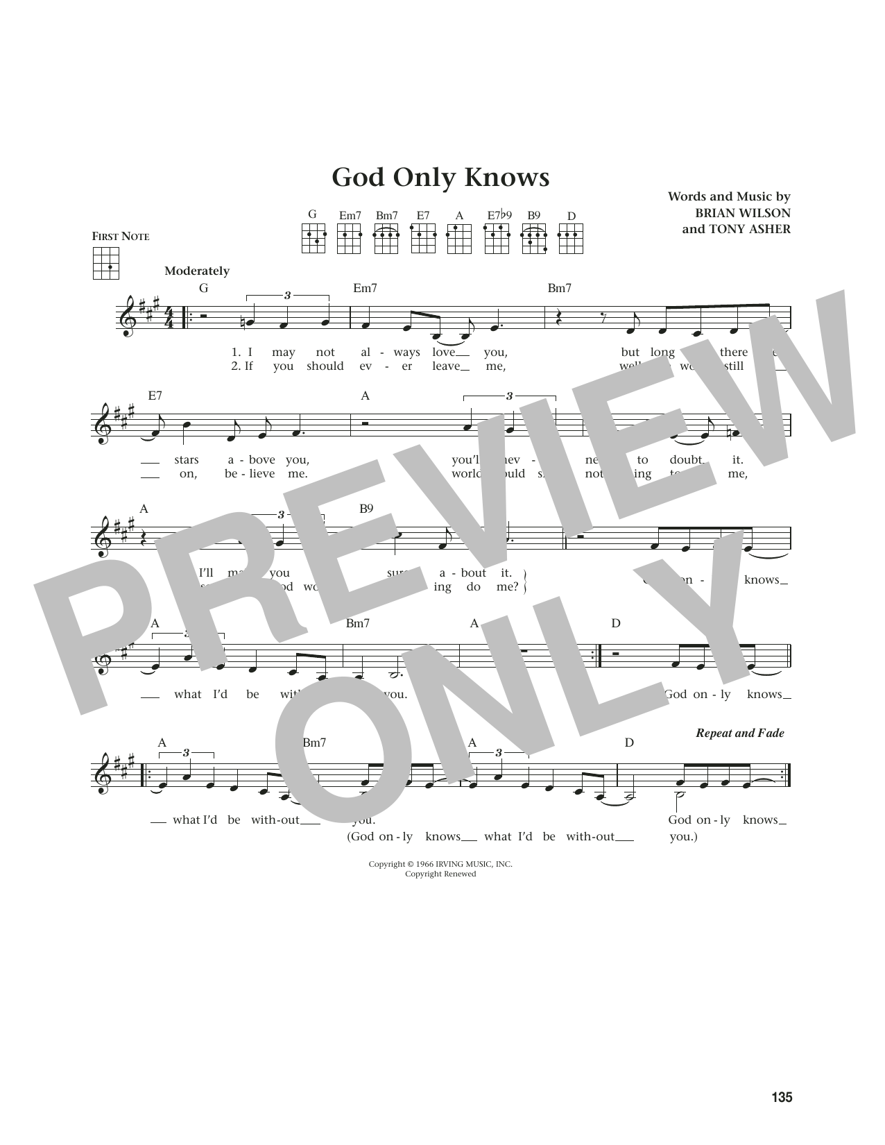 The Beach Boys God Only Knows (from The Daily Ukulele) (arr. Jim Beloff) Sheet Music