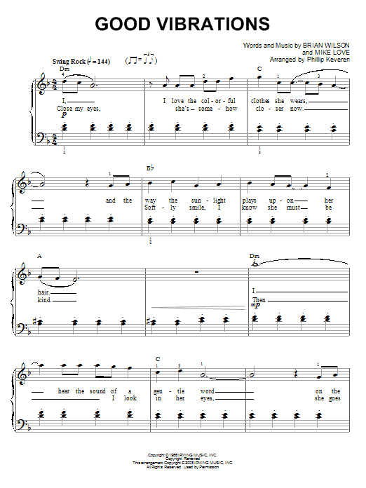 The Beach Boys Good Vibrations (arr. Phillip Keveren) Sheet Music