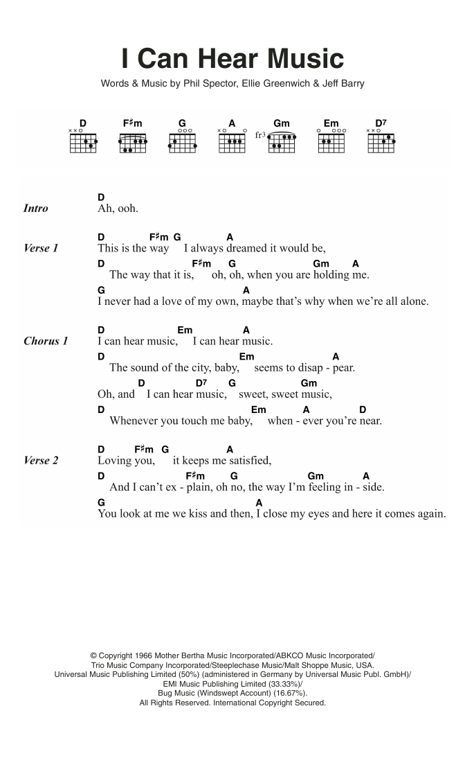 The Beach Boys I Can Hear Music Sheet Music