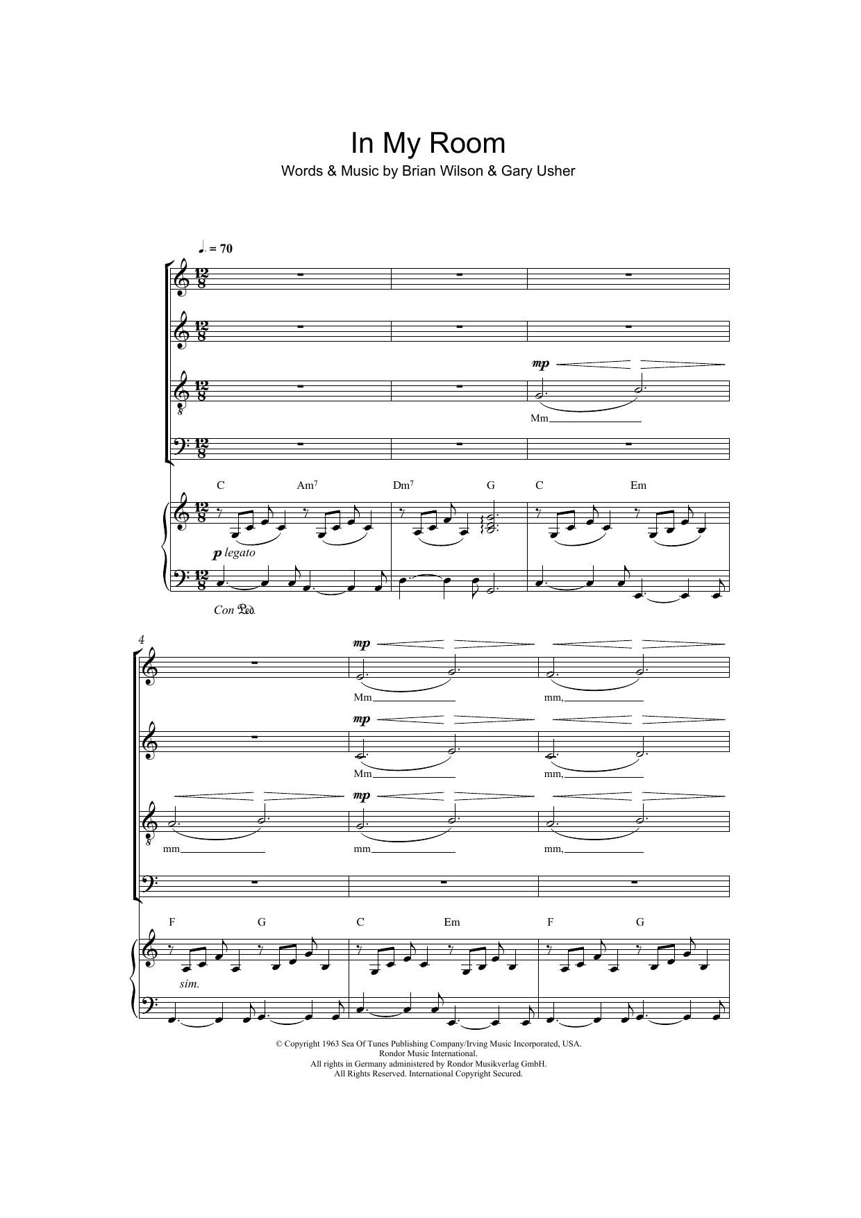 The Beach Boys In My Room (arr. Jeremy Birchall) Sheet Music