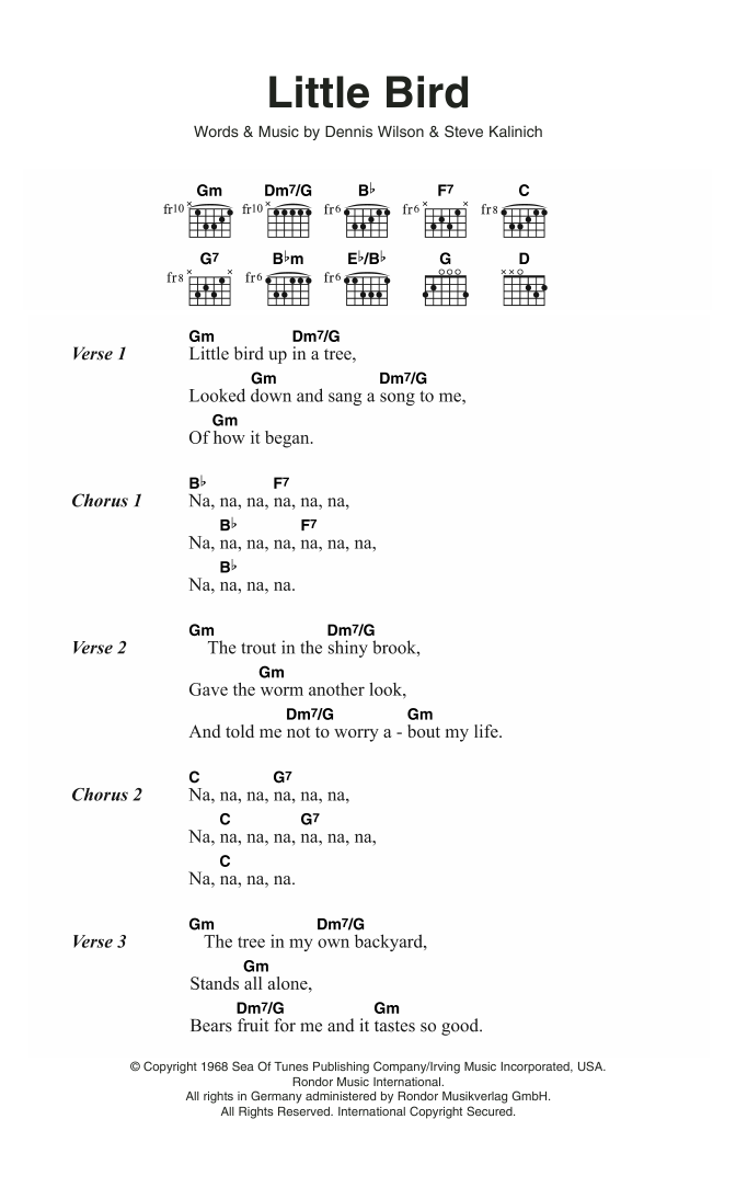 The Beach Boys Little Bird Sheet Music