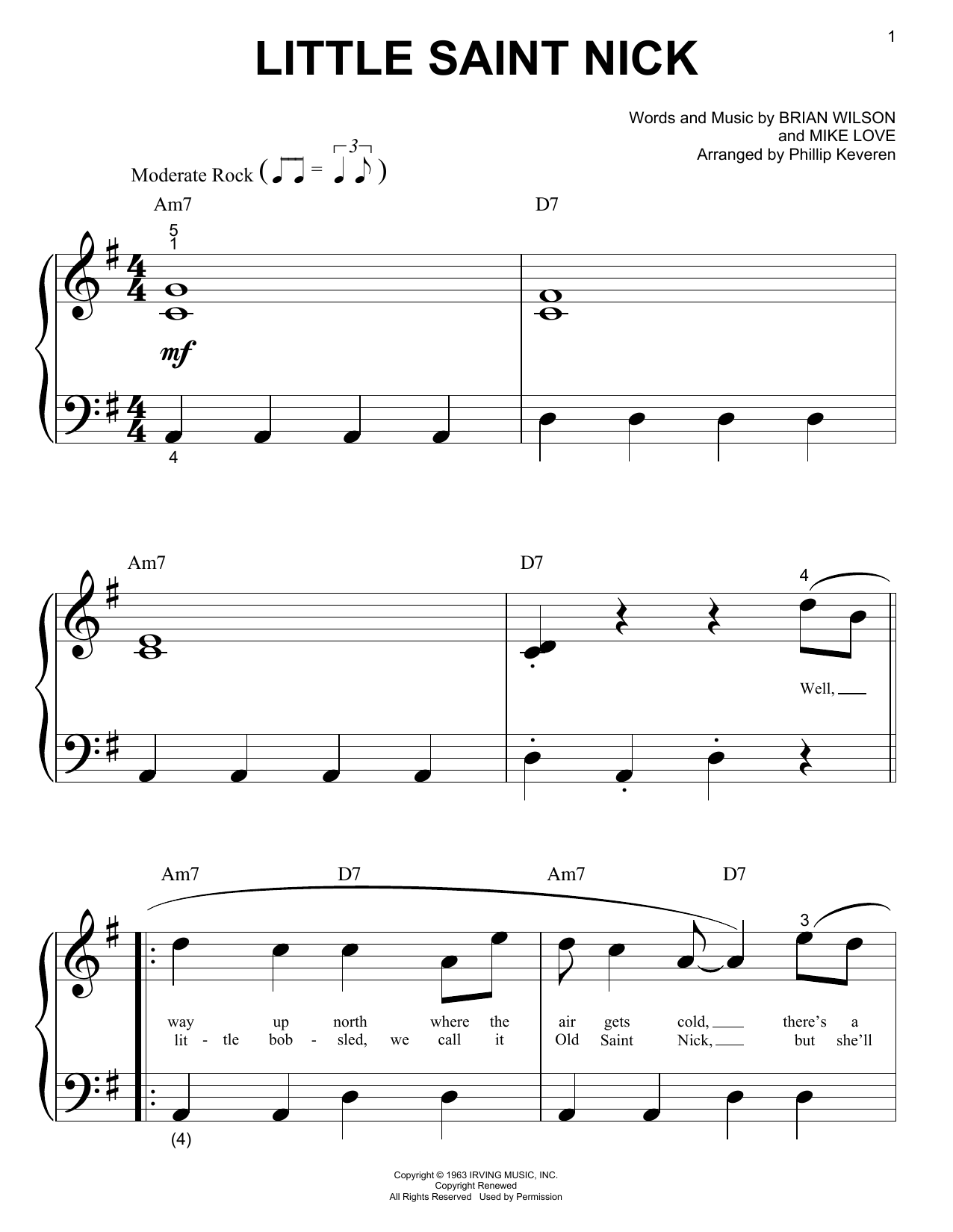 The Beach Boys Little Saint Nick (arr. Phillip Keveren) Sheet Music