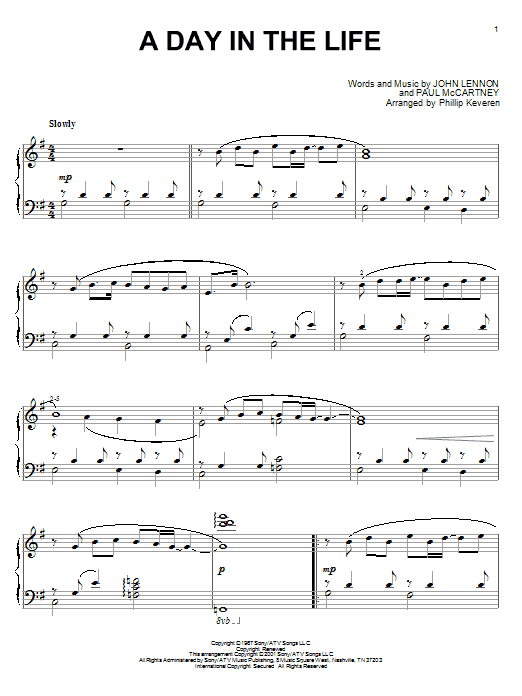 The Beatles A Day In The Life (arr. Phillip Keveren) Sheet Music
