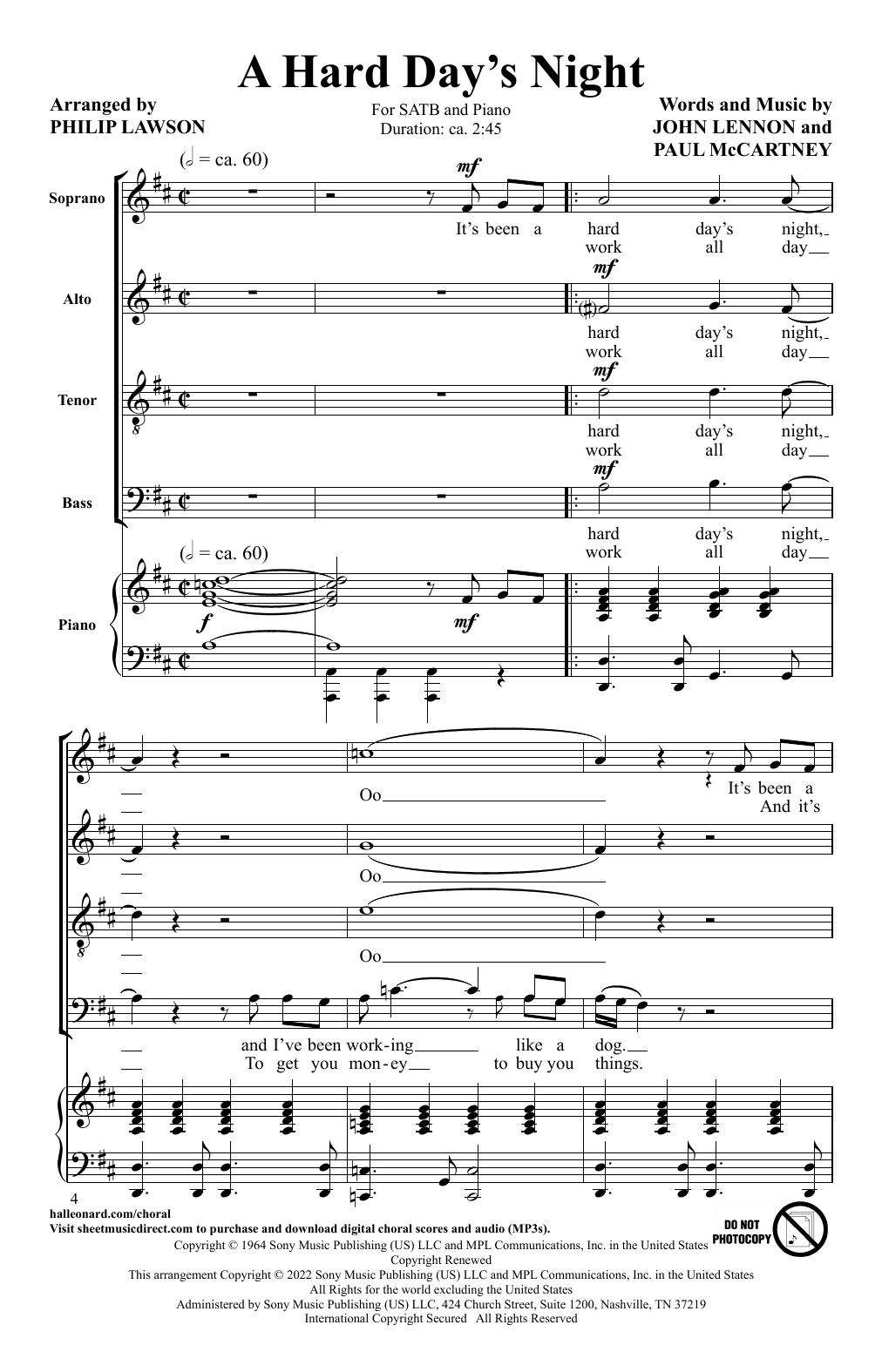 The Beatles A Hard Day's Night (5 Beatles Songs) (arr. Philip Lawson) Sheet Music