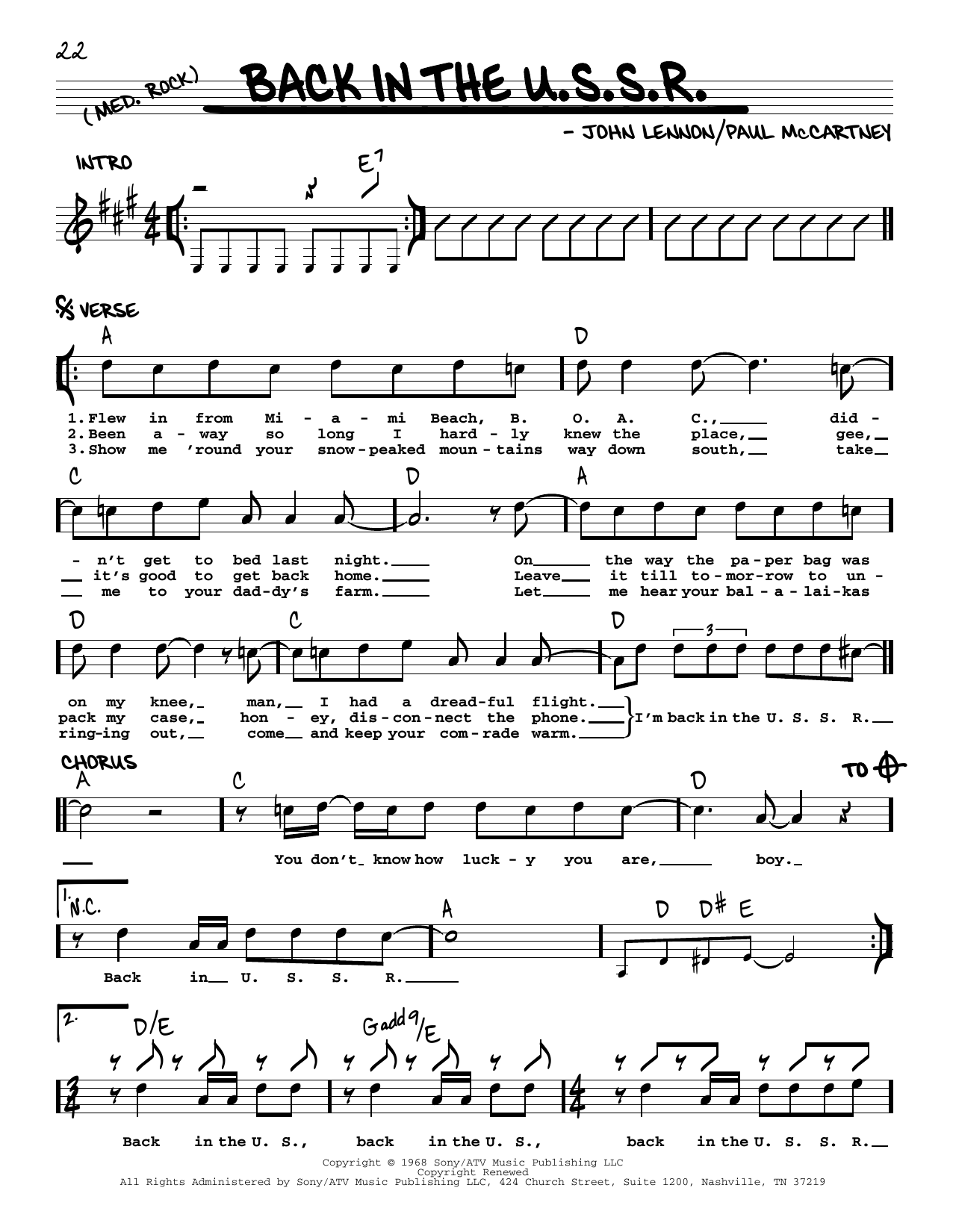 The Beatles Back In The U.S.S.R. [Jazz version] Sheet Music