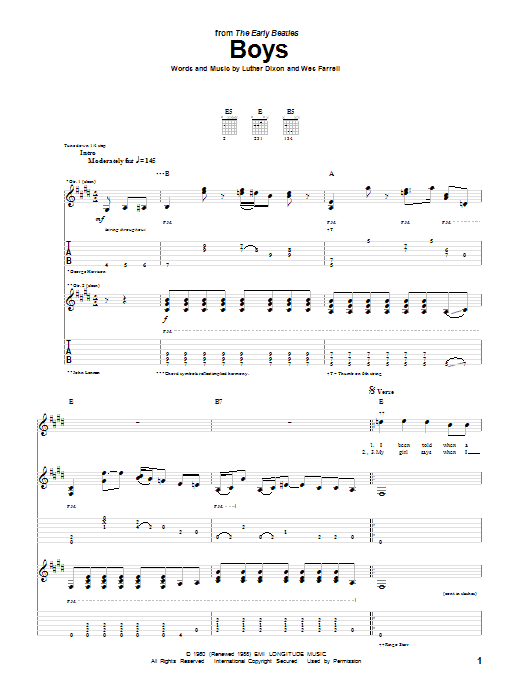The Beatles Boys Sheet Music