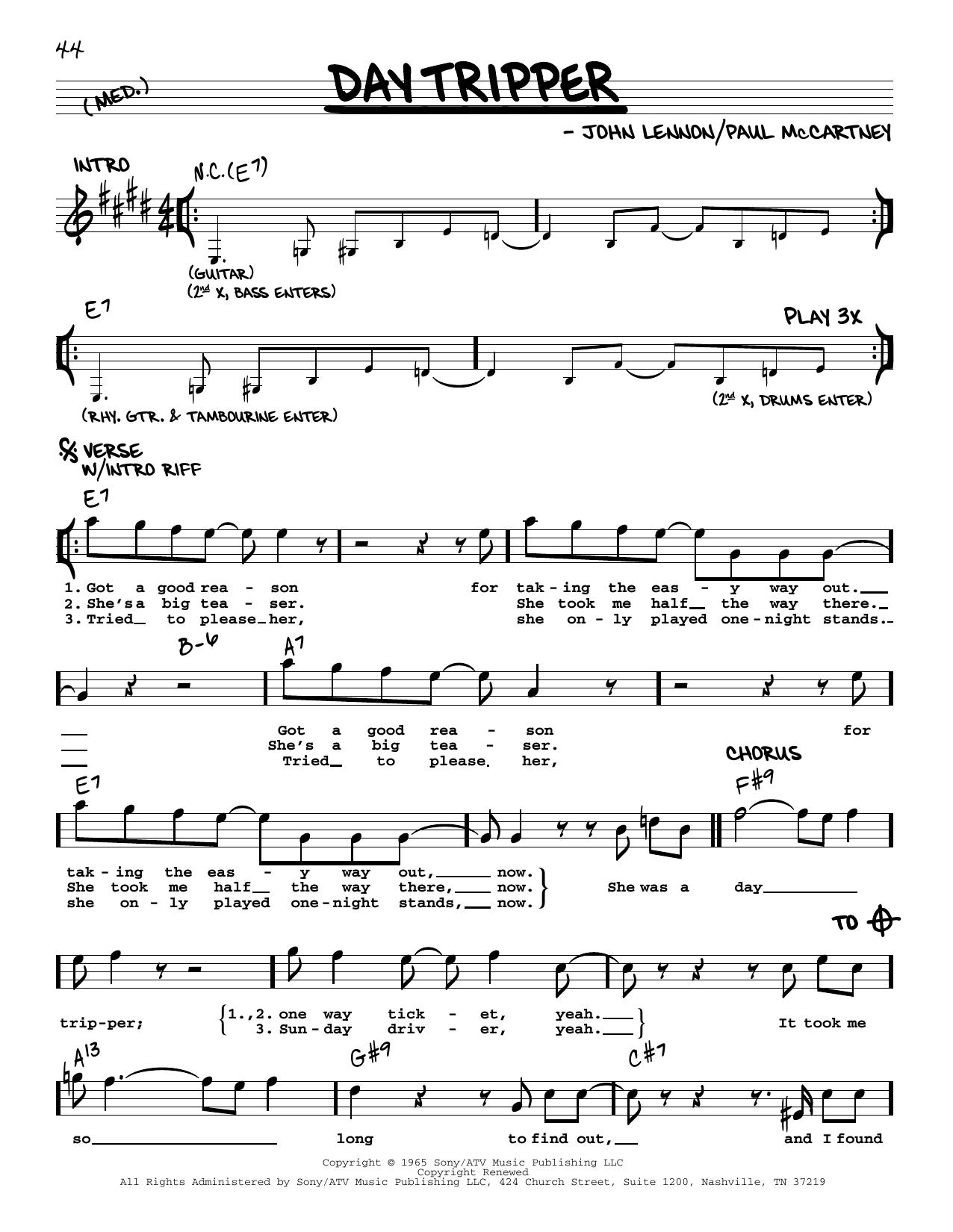 The Beatles Day Tripper [Jazz version] Sheet Music