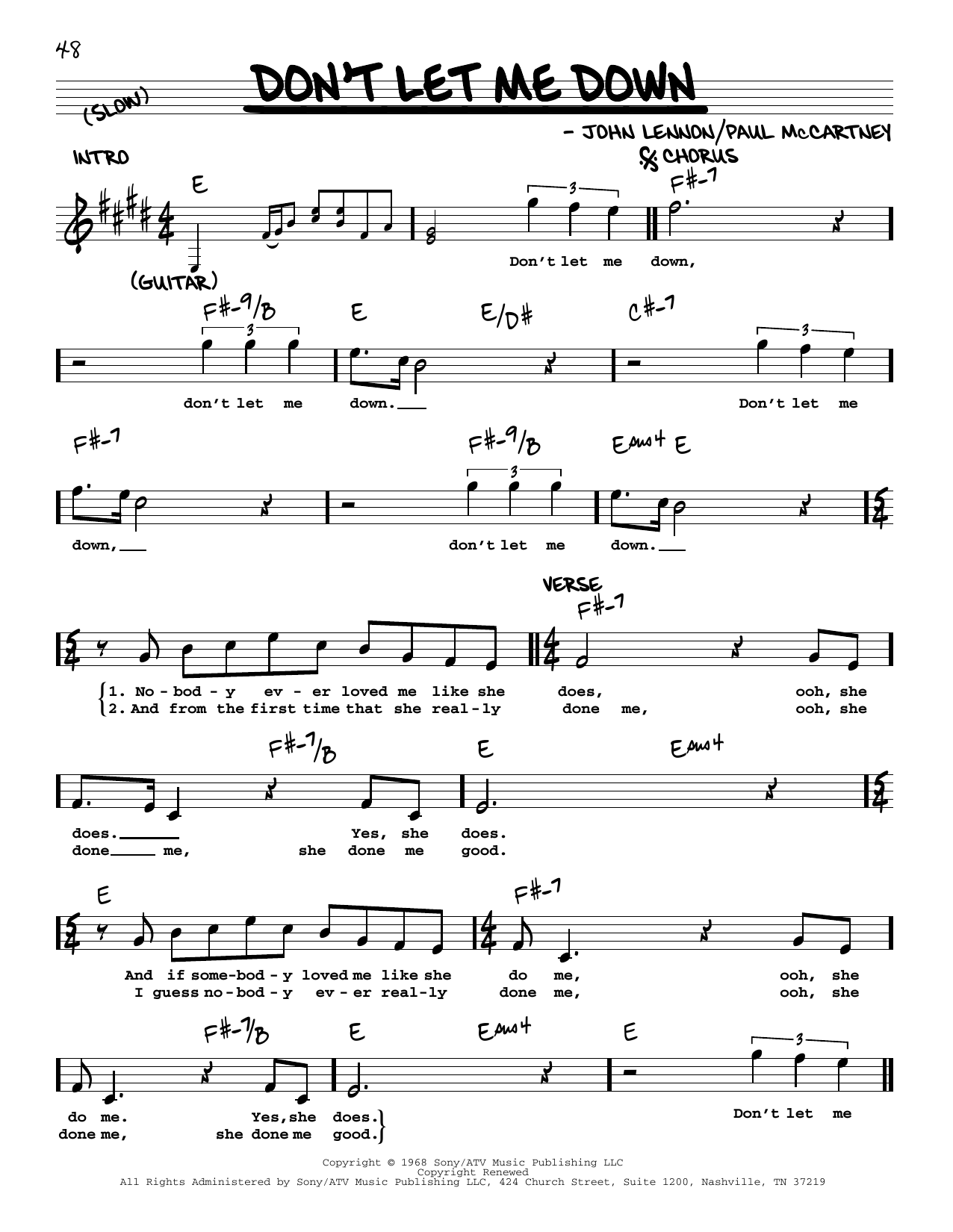 The Beatles Don't Let Me Down [Jazz version] Sheet Music