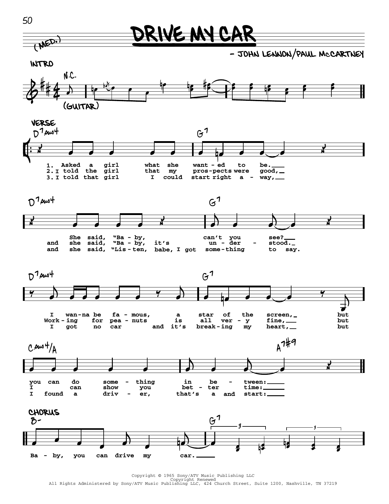 The Beatles Drive My Car [Jazz version] Sheet Music