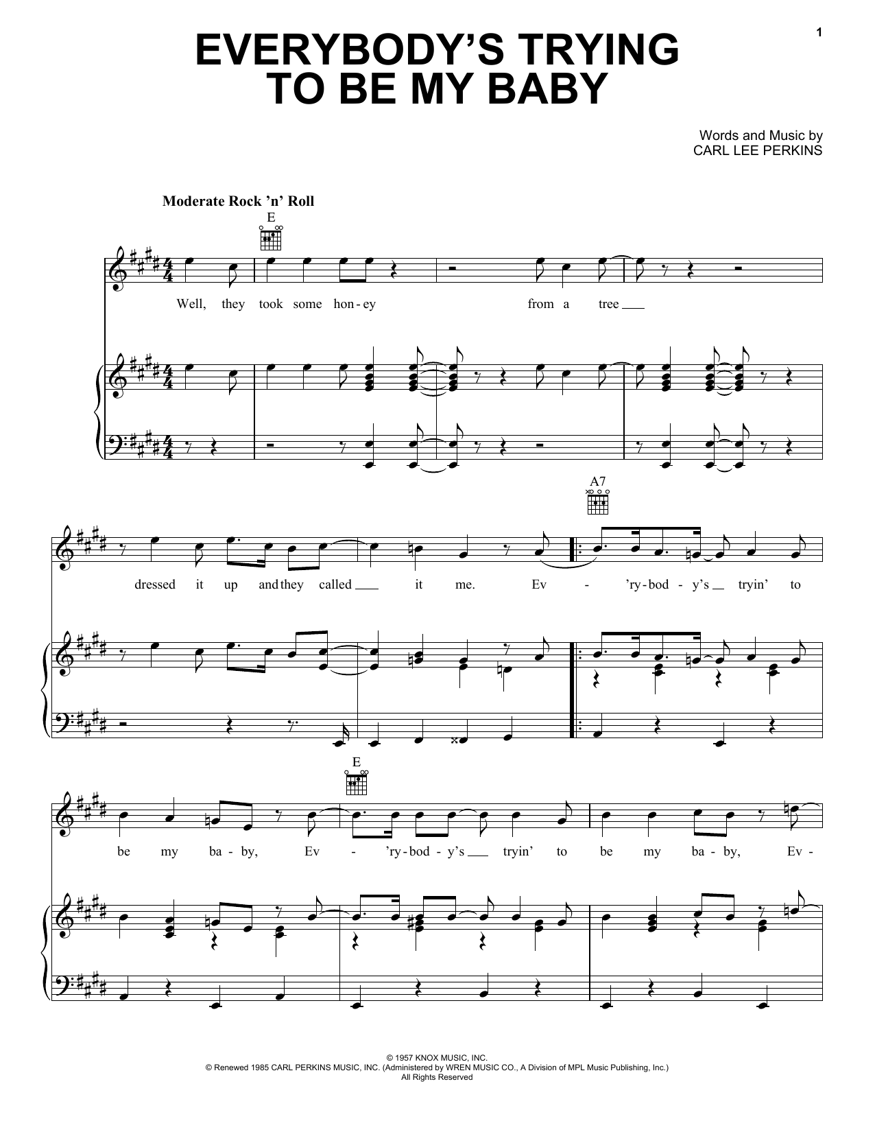 The Beatles Everybody's Trying To Be My Baby Sheet Music