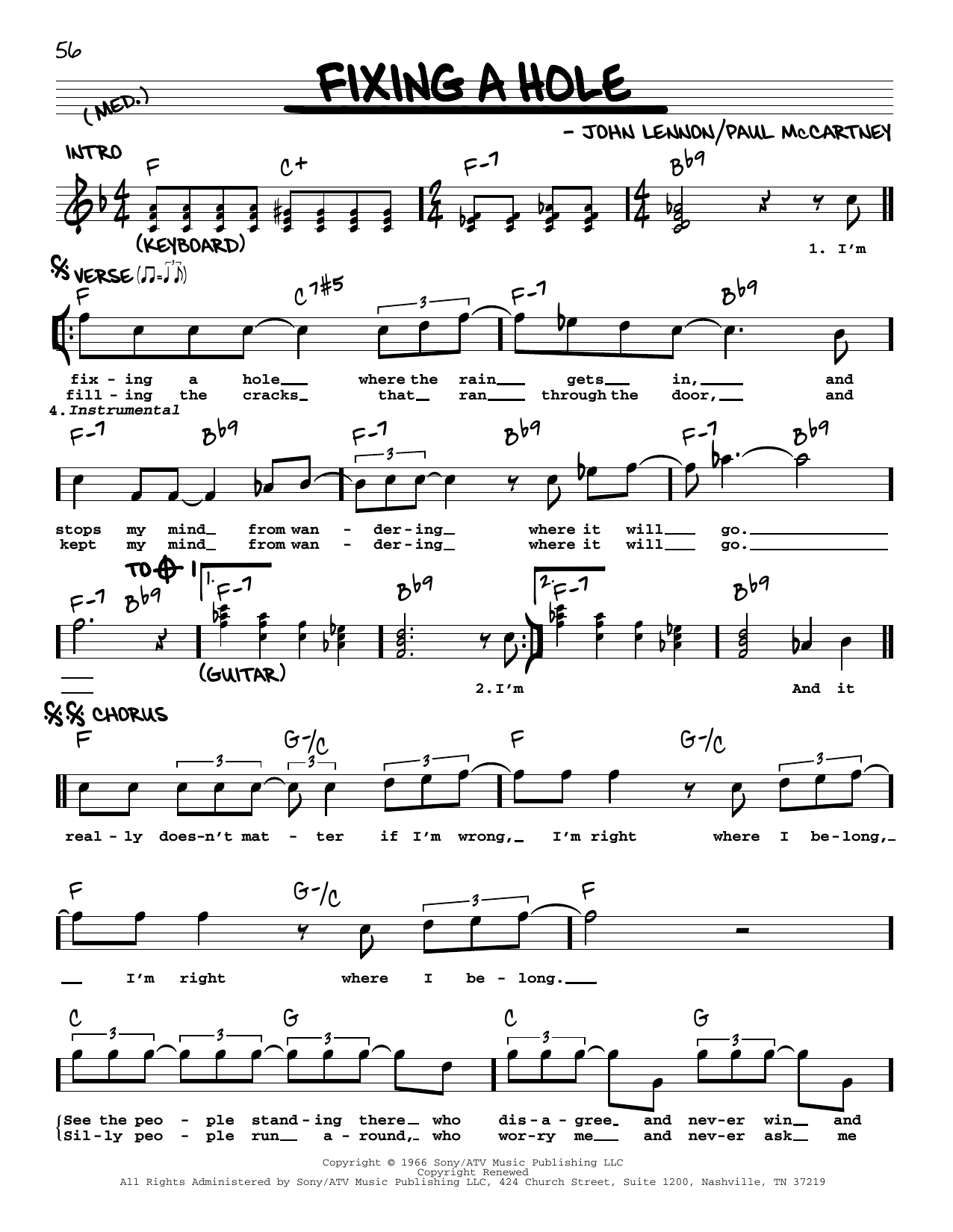 The Beatles Fixing A Hole [Jazz version] Sheet Music