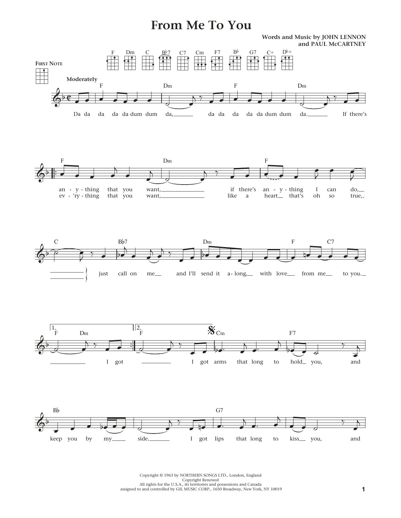 The Beatles From Me To You (from The Daily Ukulele) (arr. Liz and Jim Beloff) Sheet Music