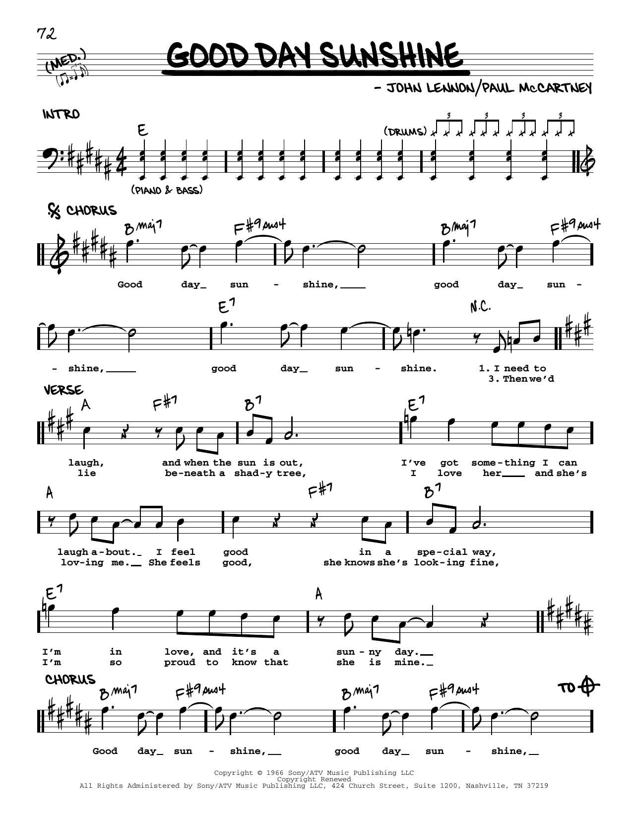 The Beatles Good Day Sunshine [Jazz version] Sheet Music