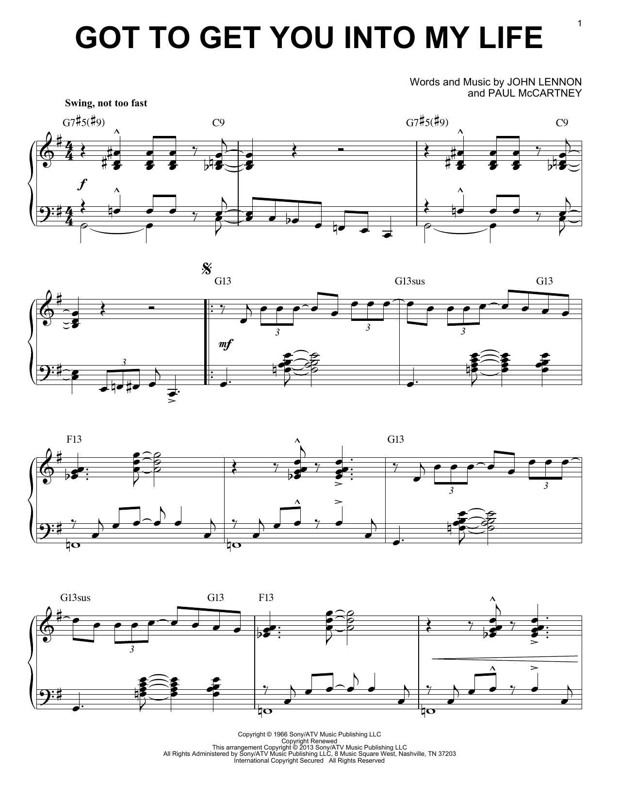The Beatles Got To Get You Into My Life [Jazz version] (arr. Brent Edstrom) Sheet Music