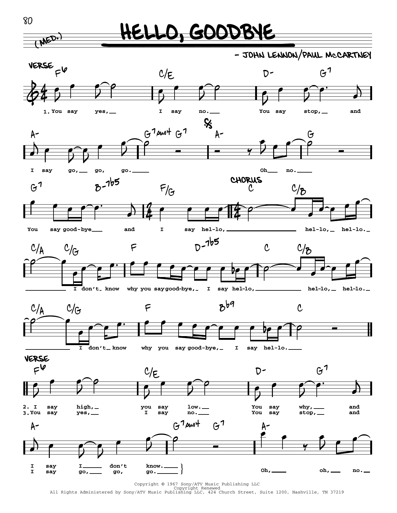 The Beatles Hello, Goodbye [Jazz version] Sheet Music
