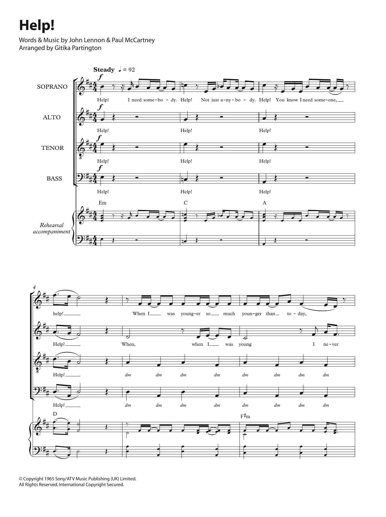 The Beatles Help! (arr. Gitika Partington) Sheet Music