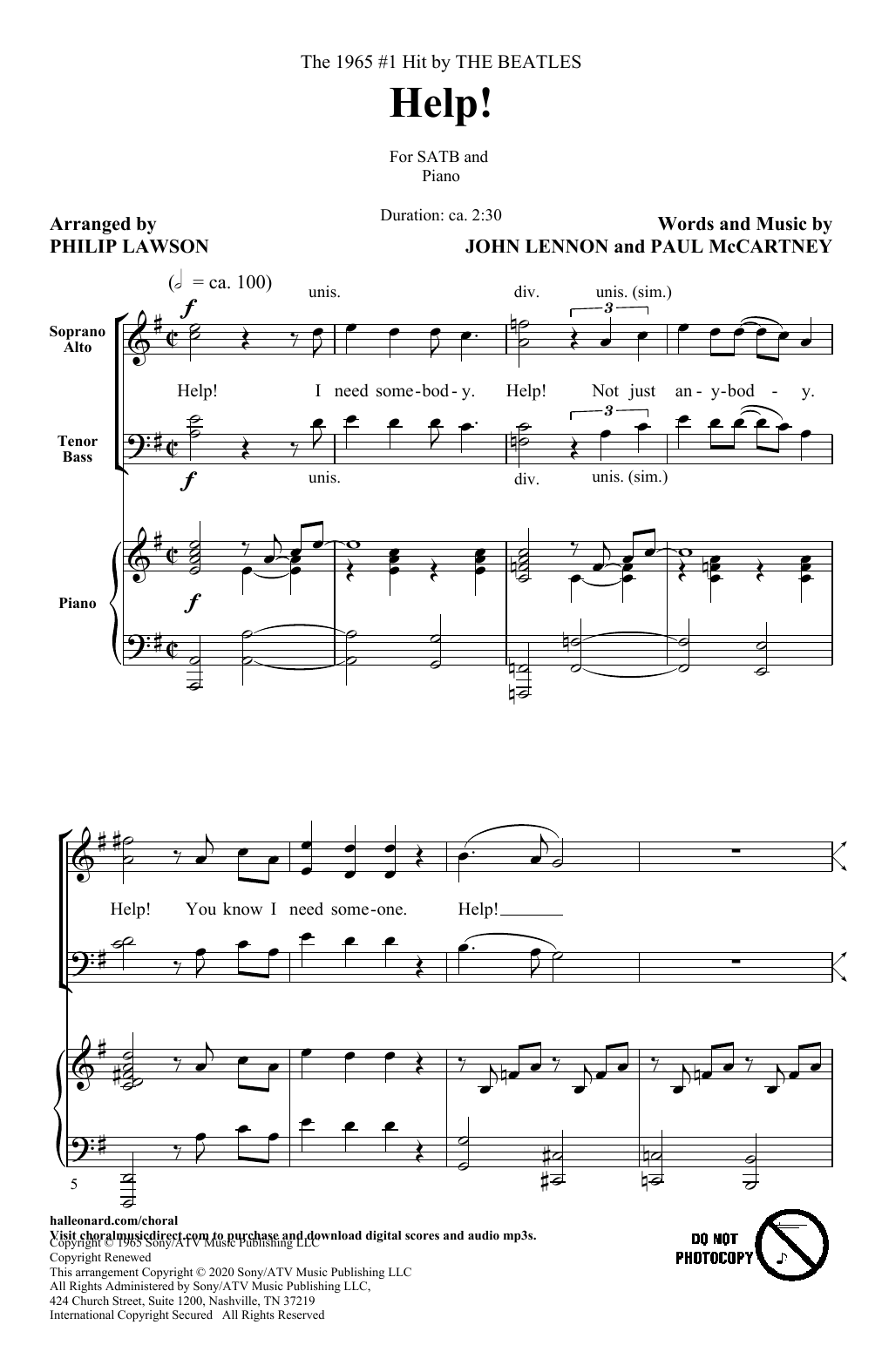 The Beatles Help! (arr. Philip Lawson) Sheet Music