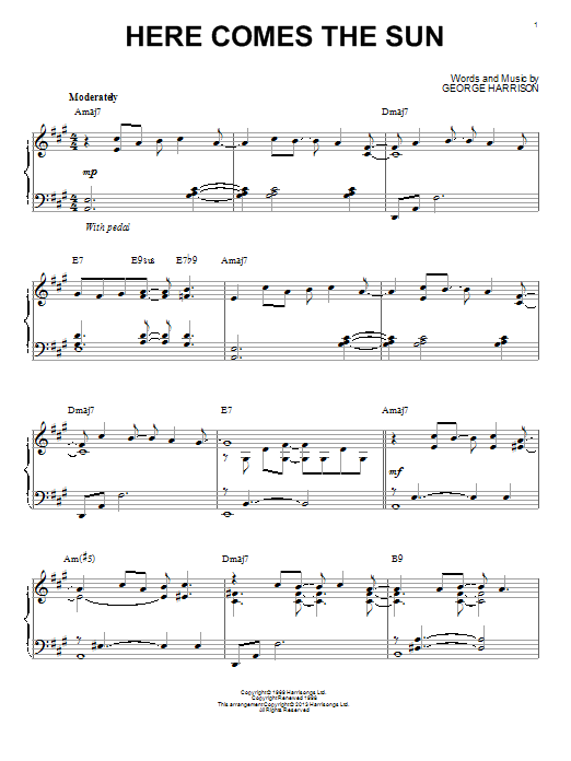 The Beatles Here Comes The Sun [Jazz version] (arr. Brent Edstrom) Sheet Music