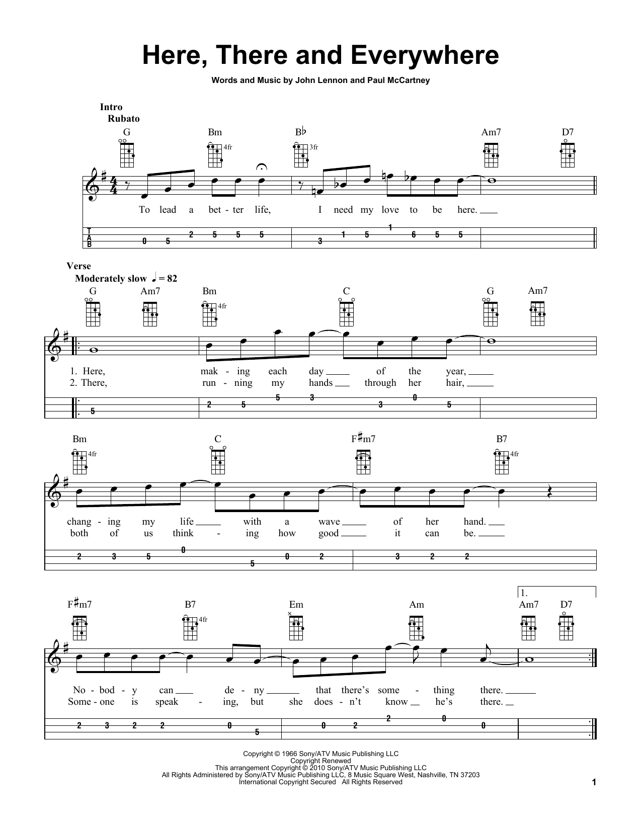 The Beatles Here, There And Everywhere (arr. Bobby Westfall) Sheet Music
