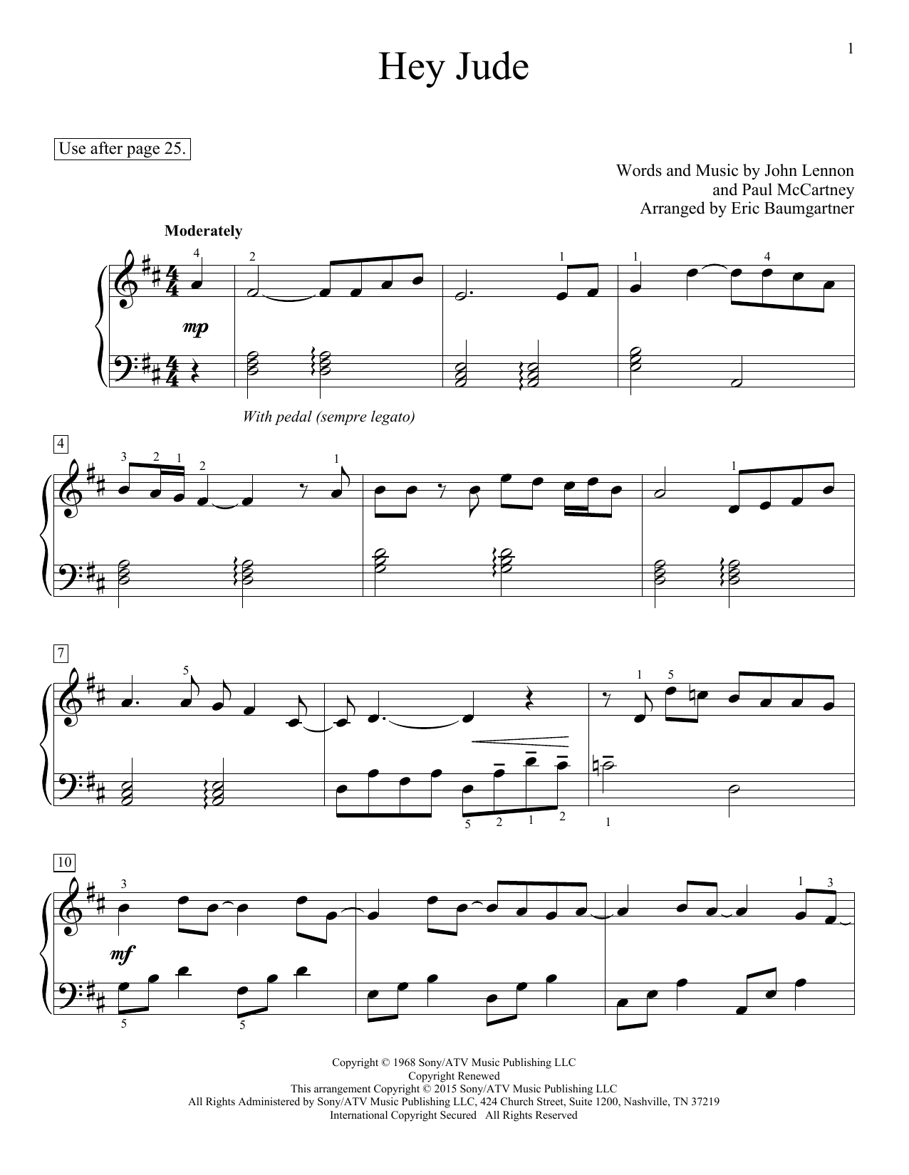 The Beatles Hey Jude (arr. Eric Baumgartner) Sheet Music