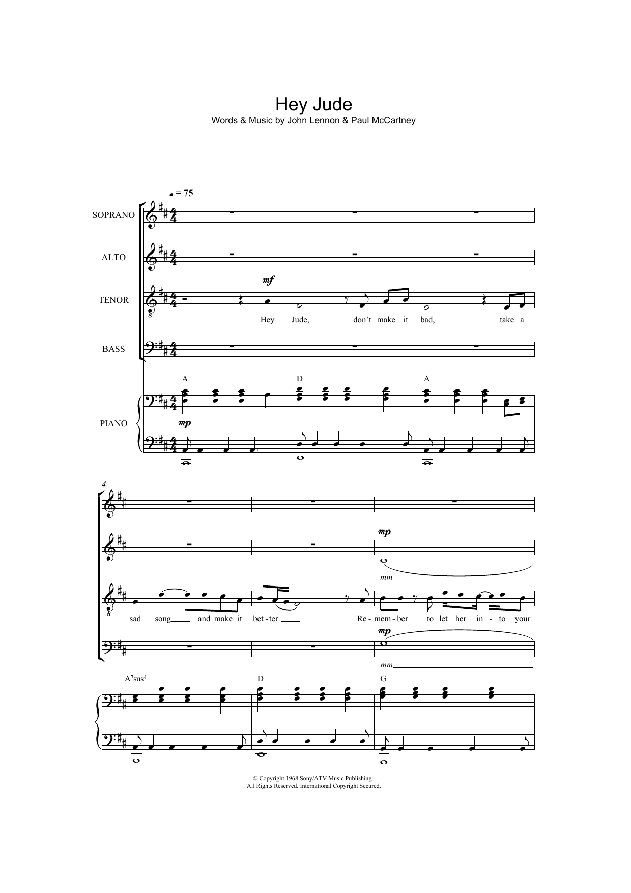 The Beatles Hey Jude (arr. Jeremy Birchall) Sheet Music