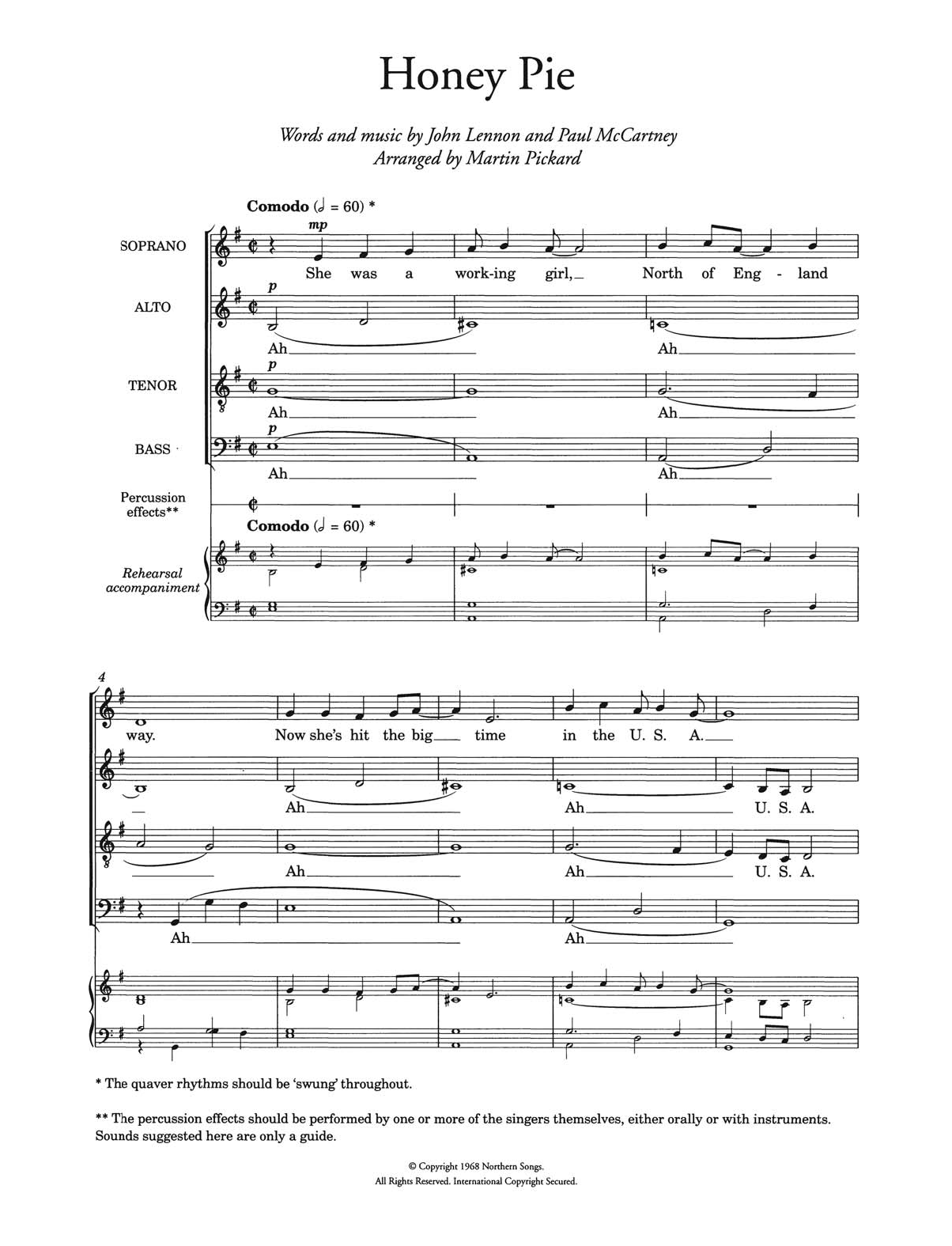 The Beatles Honey Pie (arr. Martin Pickard) Sheet Music