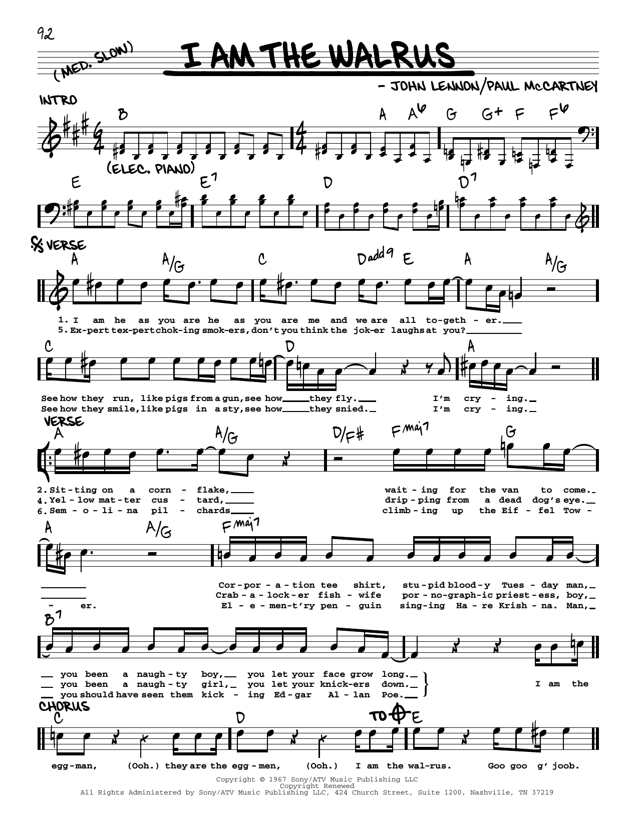 The Beatles I Am The Walrus [Jazz version] Sheet Music