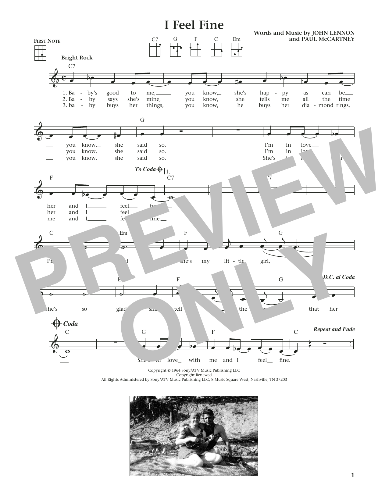 The Beatles I Feel Fine (from The Daily Ukulele) (arr. Liz and Jim Beloff) Sheet Music