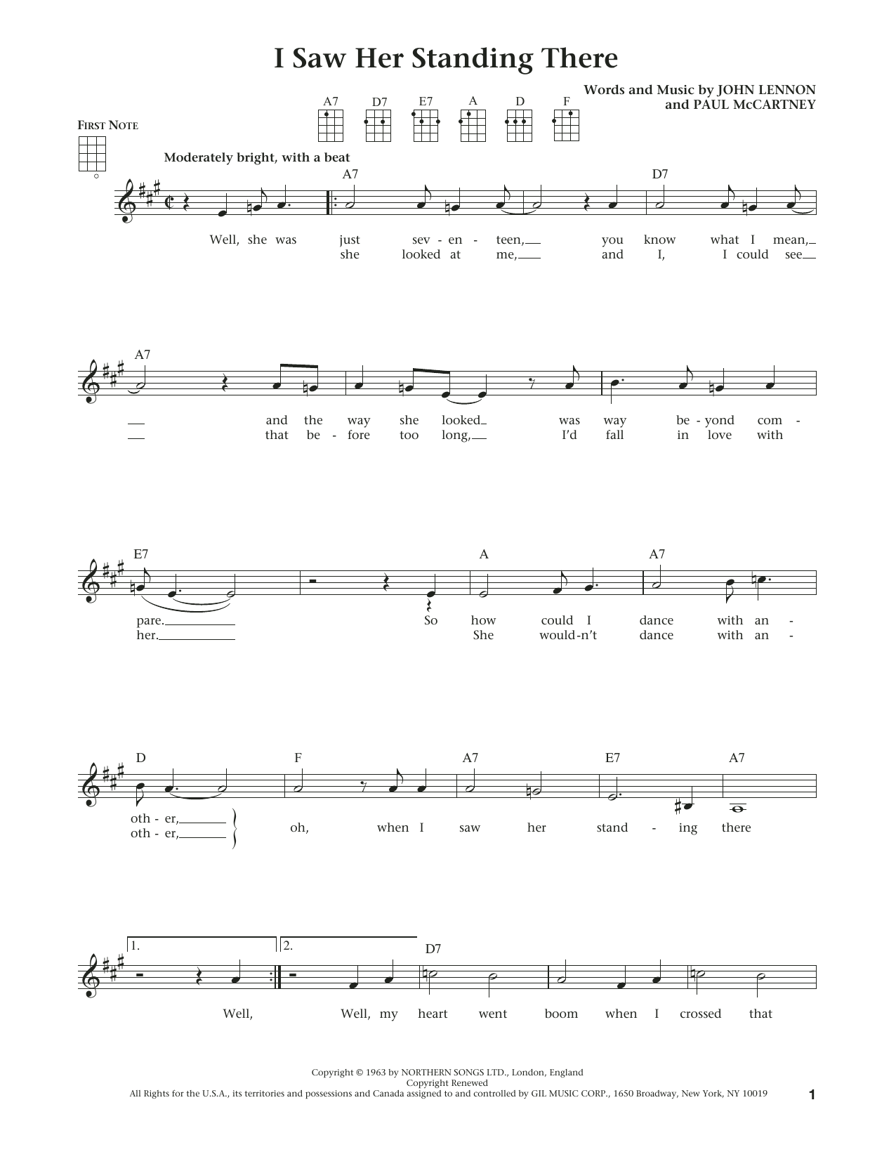 The Beatles I Saw Her Standing There (from The Daily Ukulele) (arr. Liz and Jim Beloff) Sheet Music