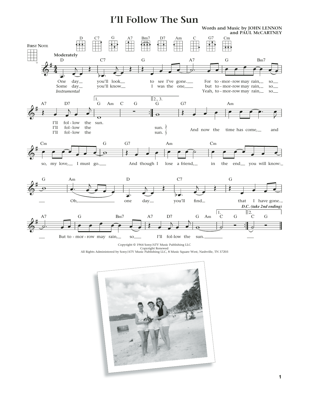 The Beatles I'll Follow The Sun (from The Daily Ukulele) (arr. Liz and Jim Beloff) Sheet Music
